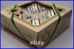 Lot Vintage Glass Color Stripes Pictured Matte BALL Christmas Ornaments USA