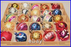 Lot Vintage Glass Feather Tree Pictured Balls Christmas Ornament Poland Germany