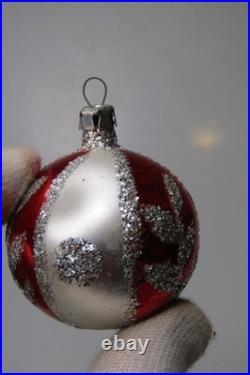 Lot Vintage Glass Glitter Pictured FLOWER TREE BALL Christmas Ornaments Poland
