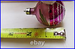 Lot Vintage Glass Glitter Pictured FLOWER TREE BALL Christmas Ornaments Poland