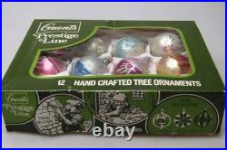 Lot Vintage Glass Glitter Pictured FLOWER TREE BALL Christmas Ornaments Poland