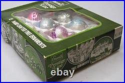 Lot Vintage Glass Glitter Pictured FLOWER TREE BALL Christmas Ornaments Poland