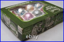 Lot Vintage Glass Glitter Pictured FLOWER TREE BALL Christmas Ornaments Poland