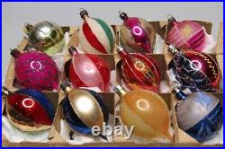 Lot Vintage Glass Indent Glittered DROP BALL Small Christmas Ornament Poland