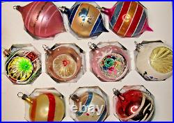 Lot Vintage Glass Indent Mica Pictured BALL DROP Mica Christmas Ornaments Poland