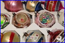 Lot Vintage Glass Indent Mica Pictured BALL DROP Mica Christmas Ornaments Poland