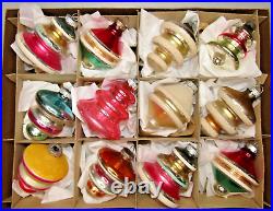 Lot Vintage Glass Mica TORNADO TREE Swirl Drop Christmas Ornaments Shiny Brite