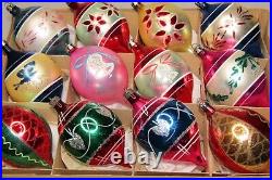 Lot Vintage Glass Pictured FLOWERS BELL Glitter DROP Christmas Ornaments Poland