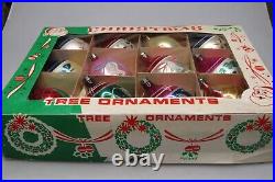 Lot Vintage Glass Pictured FLOWERS BELL Glitter DROP Christmas Ornaments Poland