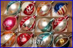 Lot Vintage Glass Pictured Glitter BALL Indent DROP Christmas Ornaments Poland