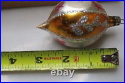 Lot Vintage Glass Pictured Glitter BALL Indent DROP Christmas Ornaments Poland