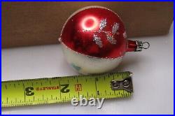 Lot Vintage Glass Pictured Glitter BALL Indent DROP Christmas Ornaments Poland