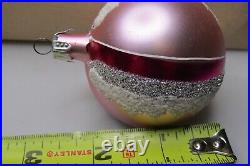 Lot Vintage Glass Pictured Glittered Indent BALL DROP Christmas Ornament Poland