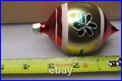 Lot Vintage Glass Pictured Glittered Indent BALL DROP Christmas Ornament Poland