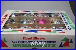 Lot Vintage Glass Pictured Glittered Indent BALL DROP Christmas Ornament Poland