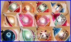 Lot Vintage Glass Pictured Glittered Mica Indent DROP Christmas Ornaments Poland