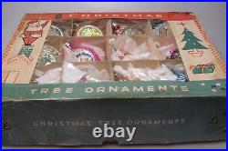 Lot Vintage Glass Pictured Glittered Mica Indent DROP Christmas Ornaments Poland