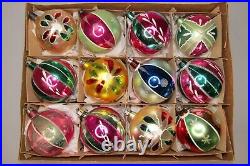 Lot Vintage Glass Pictured Mica FLOWERS BALL Christmas Ornaments Fantasia Poland