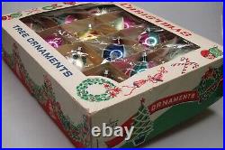 Lot Vintage Glass Pictured Mica FLOWERS BALL Christmas Ornaments Fantasia Poland