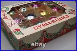 Lot Vintage Glass Pictured Mica FLOWERS BALL Christmas Ornaments Fantasia Poland