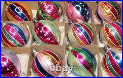 Lot Vintage Glass Striped Stars HARLEQUIN BALL DROP Christmas Ornaments Poland