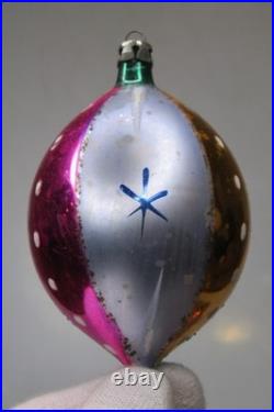 Lot Vintage Glass Striped Stars HARLEQUIN BALL DROP Christmas Ornaments Poland