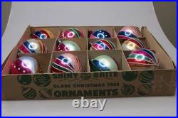 Lot Vintage Glass Striped Stars HARLEQUIN BALL DROP Christmas Ornaments Poland