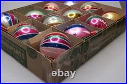 Lot Vintage Glass Striped Stars HARLEQUIN BALL DROP Christmas Ornaments Poland