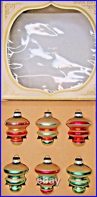 Lot Vintage Glass Striped Twirl TORNADO DROP Christmas Ornament Shiny Brite