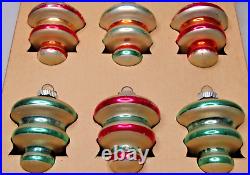 Lot Vintage Glass Striped Twirl TORNADO DROP Christmas Ornament Shiny Brite