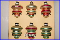 Lot Vintage Glass Striped Twirl TORNADO DROP Christmas Ornament Shiny Brite