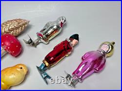 Lot Vintage Soviet Mercury Blown Glass Christmas Ornament Clip-on Mushroom Clown Lot Vintage Soviet Mercury Blown Glass Christmas Ornament Clip-on Mushroom Clown