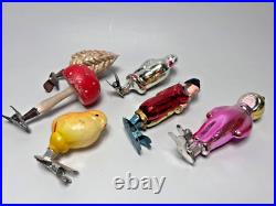 Lot Vintage Soviet Mercury Blown Glass Christmas Ornament Clip-on Mushroom Clown Lot Vintage Soviet Mercury Blown Glass Christmas Ornament Clip-on Mushroom Clown