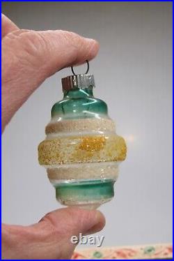 Lot Vintage Unsilvered Glass Mica BELL LANTERN Christmas Ornament Shiny Brite #2