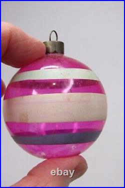 Lot Vintage Unsilvered Glass Striped Color BALL Christmas Ornaments Shiny Brite