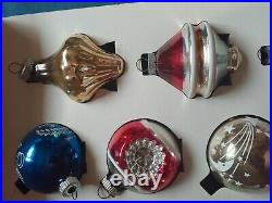 Lot Vtg Shiny Brite Premier Mercury Glass UFO TORNADO BELL Christmas Ornaments