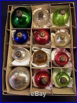 Lot of 12 Antique Kugel Glass Christmas Ornaments