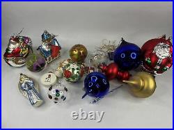 Lot of 18 Christmas Ornament Snowmen Department 56 Mercury Glass Hand Blown