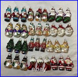 Lot of 36 vintage handmade painted mercury glass Christmas figural ornaments