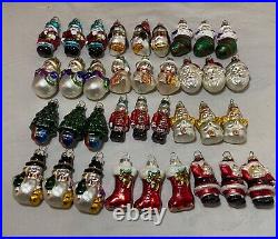 Lot of 36 vintage handmade painted mercury glass Christmas figural ornaments