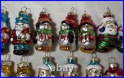 Lot of 36 vintage handmade painted mercury glass Christmas figural ornaments