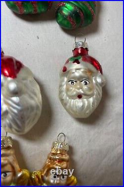 Lot of 36 vintage handmade painted mercury glass Christmas figural ornaments