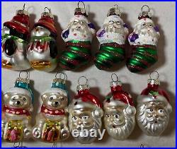 Lot of 36 vintage handmade painted mercury glass Christmas figural ornaments