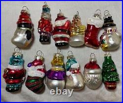 Lot of 36 vintage handmade painted mercury glass Christmas figural ornaments