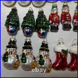 Lot of 36 vintage handmade painted mercury glass Christmas figural ornaments