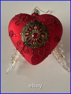 Lot of 5 Hallmark 2020 Elegant Glass Heart Premium Keepsake Ornaments QK1384