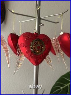Lot of 5 Hallmark 2020 Elegant Glass Heart Premium Keepsake Ornaments QK1384