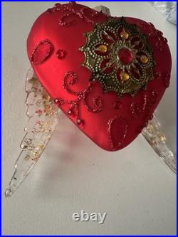 Lot of 5 Hallmark 2020 Elegant Glass Heart Premium Keepsake Ornaments QK1384