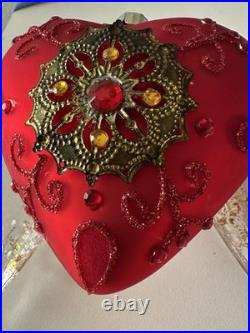 Lot of 5 Hallmark 2020 Elegant Glass Heart Premium Keepsake Ornaments QK1384