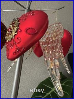 Lot of 5 Hallmark 2020 Elegant Glass Heart Premium Keepsake Ornaments QK1384